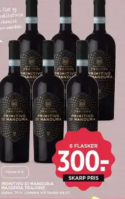 MENY PRIMITIVO DI MANDURIA MASSERIA TRAJONE tilbud