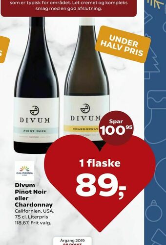 SuperBrugsen Divum Pinot Noir eller Chardonnay tilbud