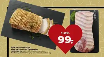 SuperBrugsen Halv hamburgerryg eller halv ovnklar flæskesteg tilbud