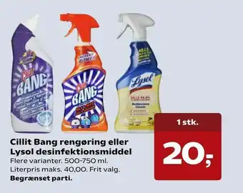 Cillit Bang rengøring eller Lysol desinfektionsmiddel