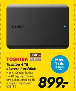 Bilka Toshiba 4 TB ekstern harddisk tilbud