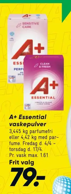 Bilka A+ Essential vaskepulver tilbud