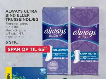 MENY Always ultra bind eller trusseindlæg tilbud
