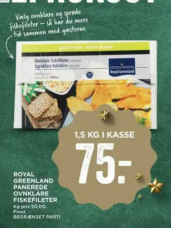 MENY Royal greenland panerede ovnklare fiskefileter tilbud
