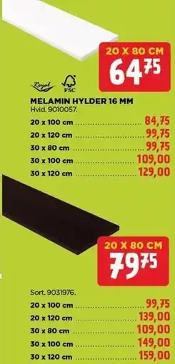 jem & fix MELAMIN HYLDER 16 MM tilbud