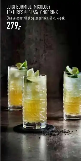 Luigi bormioli mixology textures ølglas/longdrink