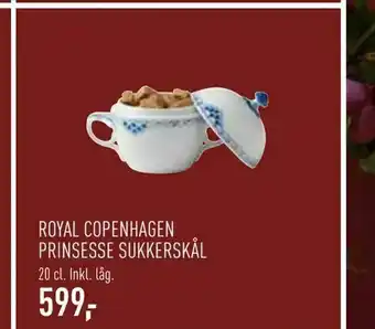 Johannes Fog Royal copenhagen prinsesse sukkerskål tilbud