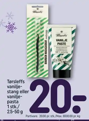 REMA 1000 Tørsleffs vanilje stang eller vanilje pasta tilbud