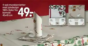 REMA 1000 4-pak mundservietter med juledesign 100% Oeko-Tex bomuld tilbud