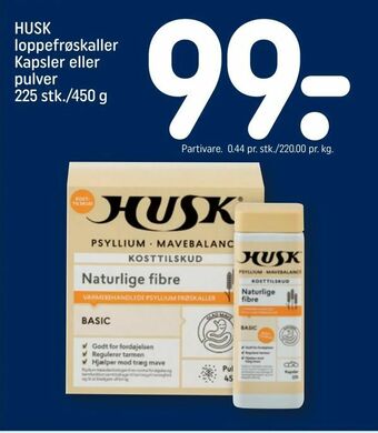 REMA 1000 HUSK loppefrøskaller Kapsler eller pulver tilbud