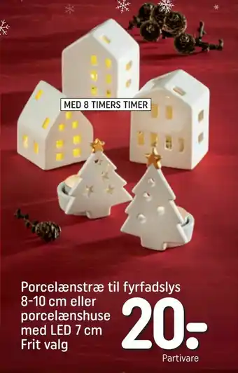 REMA 1000 Porcelænstræ til fyrfadslys 8-10 cm eller porcelænshuse med LED 7 cm tilbud