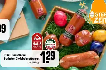 REWE DE REWE Hausmarke Schinken Zwiebelmettwurst tilbud