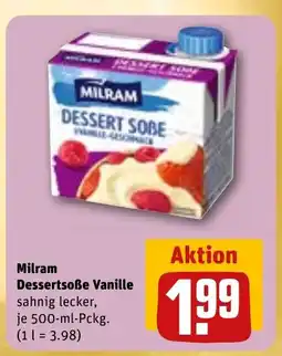 REWE DE Milram Dessertsoẞe Vanille sahnig lecker, tilbud
