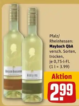 REWE DE Pfalz/ Rheinhessen: Maybach QbA versch. Sorten, trocken, tilbud