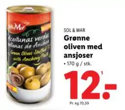 Lidl SOL & MAR Grønne oliven med ansjoser tilbud