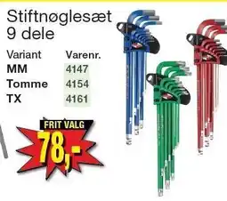 Harald Nyborg Stiftnøglesæt 9 dele tilbud