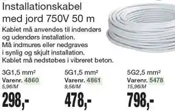 Harald Nyborg Installationskabel med jord 750V 50 m tilbud