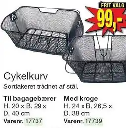 Harald Nyborg Cykelkurv Til bagagebærer eller Med kroge tilbud