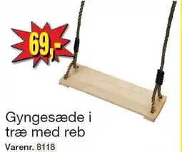 Harald Nyborg Gyngesæde i træ med reb tilbud