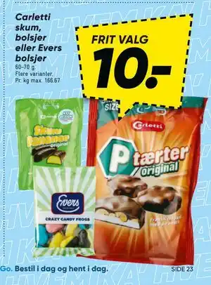 Bilka Carletti skum, bolsjer eller Evers bolsjer tilbud
