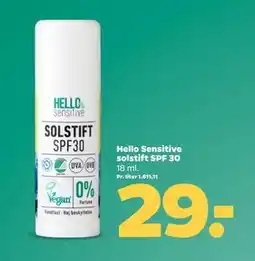 Netto Hello Sensitive solstift SPF 30 tilbud