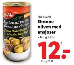 Grønne oliven med ansjoser