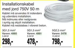Harald Nyborg Installationskabel med jord 750V 50 m tilbud