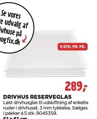 jem & fix DRIVHUS RESERVEGLAS tilbud