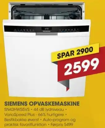 Siemens Opvaskemaskine SN43HW55VS
