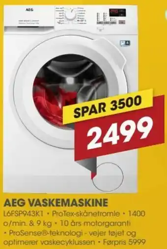 Punkt1 AEG Vaskemaskine L6FSP943K1 tilbud