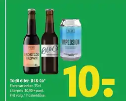 Coop 365 To Øl eller Øl & Co* Flere varianter. 33 cl. Literpris 30,30 + pant. tilbud