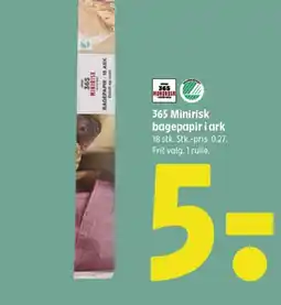 Coop 365 365 Minirisk bagepapir i ark 18 stk. Stk.-pris 0,27. Frit valg. 1 rulle. tilbud