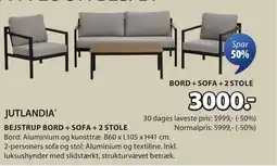 JYSK JUTLANDIA® BEJSTRUP BORD + SOFA + 2 STOLE tilbud