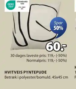 JYSK HVITVEIS PYNTEPUDE tilbud