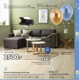 JYSK MARSLEV SOVESOFA MED CHAISELONG tilbud