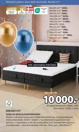 JYSK DREAMZONE® JOSELVA GE40 ELEVATIONSSENG tilbud