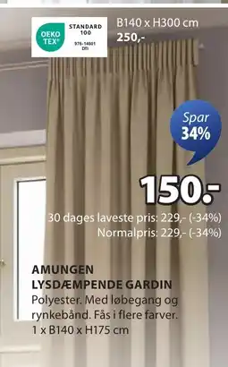 JYSK AMUNGEN LYSDÆMPENDE GARDIN tilbud