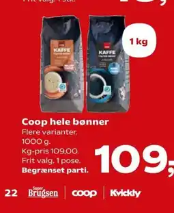 Kvickly Coop hele bønner tilbud