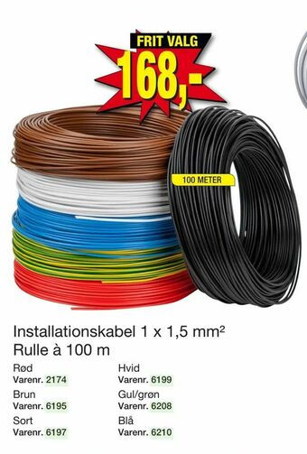 Harald Nyborg Installationskabel 1 x 1,5 mm2 Rulle à 100 m tilbud