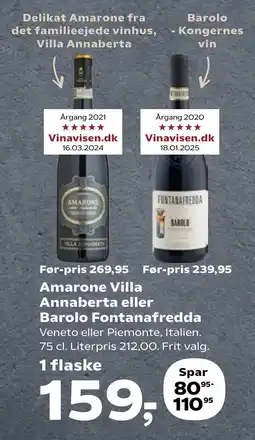 SuperBrugsen Amarone villa annaberta eller barolo fontanafredda tilbud