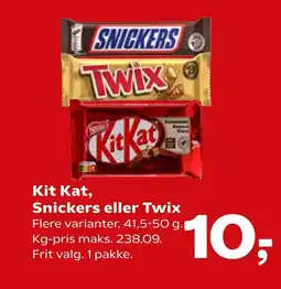 Kit kat, snickers eller twix