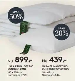 SENG LIXRA PRIMALOFT BIO DUNFIBER HOVEDPUDE tilbud