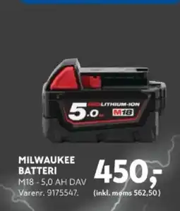 Davidsen MILWAUKEE BATTERI tilbud