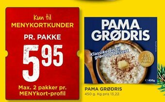 MENY Pama grødris tilbud