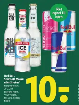 Coop 365 Red Bull, Smirnoff Mokai eller Shaker tilbud