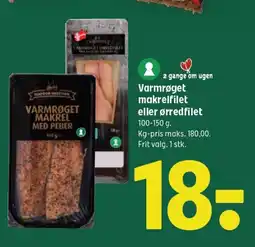 Varmrøget makrelfilet eller ørredfilet