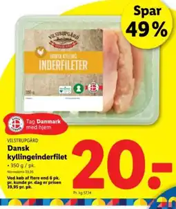 Lidl VILSTRUPGÅRD Dansk kyllingeinderfilet tilbud