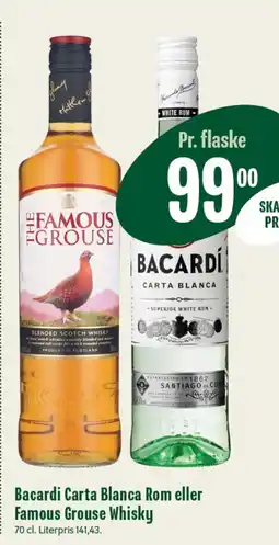 Min Købmand Bacardi Carta Blanca Rom eller Famous Grouse Whisky tilbud