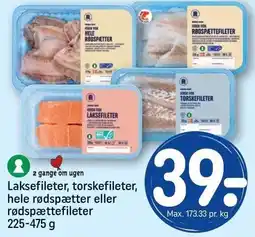 REMA 1000 Laksefileter, torskefileter, hele rødspætter eller rødspættefileter 225-475 g tilbud