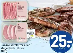 REMA 1000 Danske koteletter eller stegeflæsk i skiver 400 g tilbud